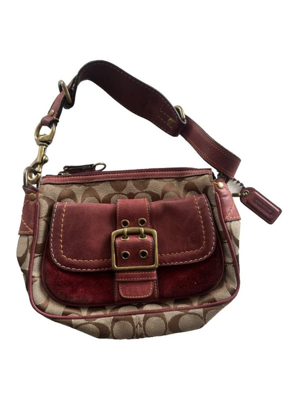VTG Rare Limted Edition Fall 2004 Coach Legacy Brown Red Shoulder Bag Y2K